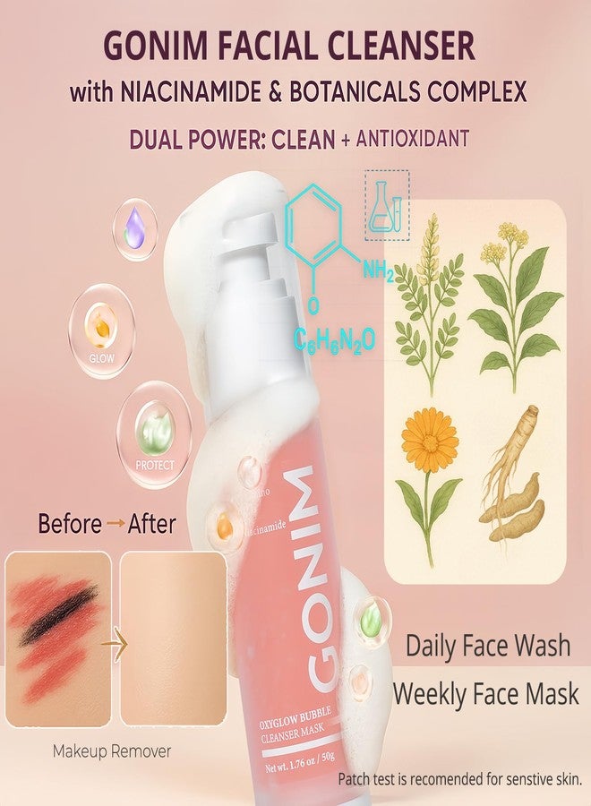 GONIM Face Wash Bubble Facial Cleanser with 3s Self-Foaming, Daily Face Wash for Makeup Remover, Collagen + Ceramides + Niacinamide, Weekly Face Mask for Oily Skin Deep Cleansing Skin Care 50g/1.76oz - Image 4